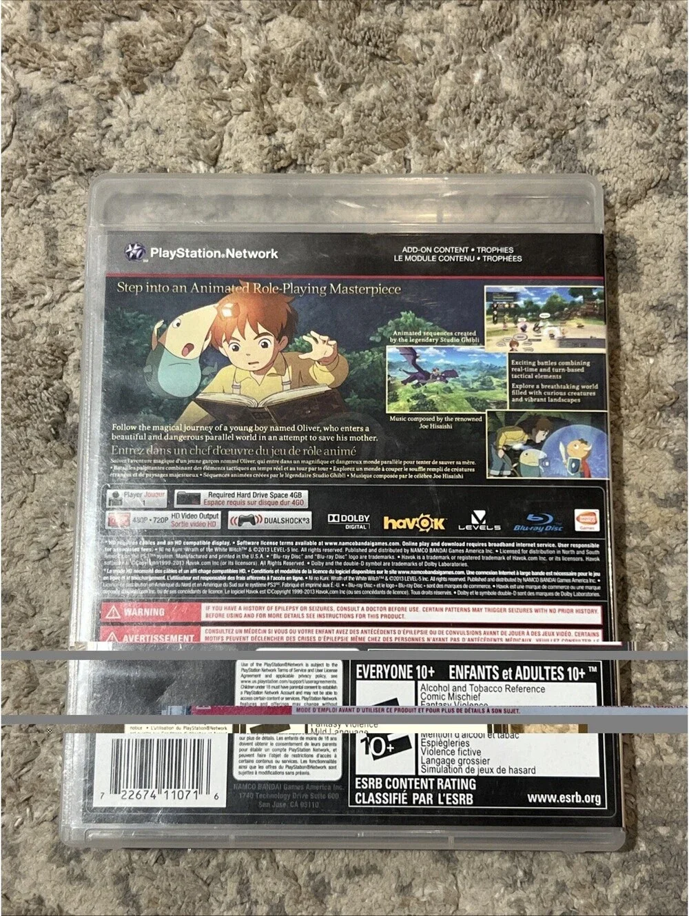 Ni No Kuni: Wrath of the White Witch (PS3, 2013) Complete CIB  Tested!